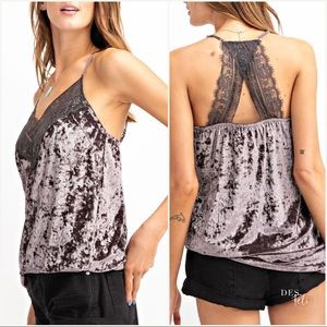 Store Closing‼️ Ice Velvet & Lace Cami Top